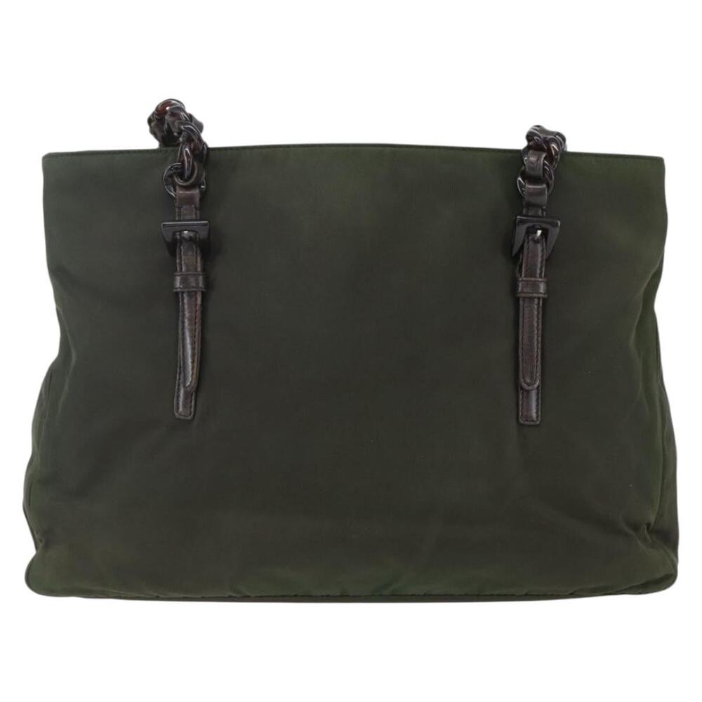 Prada Nylon Plastic Leather Shoulder Bag Khaki